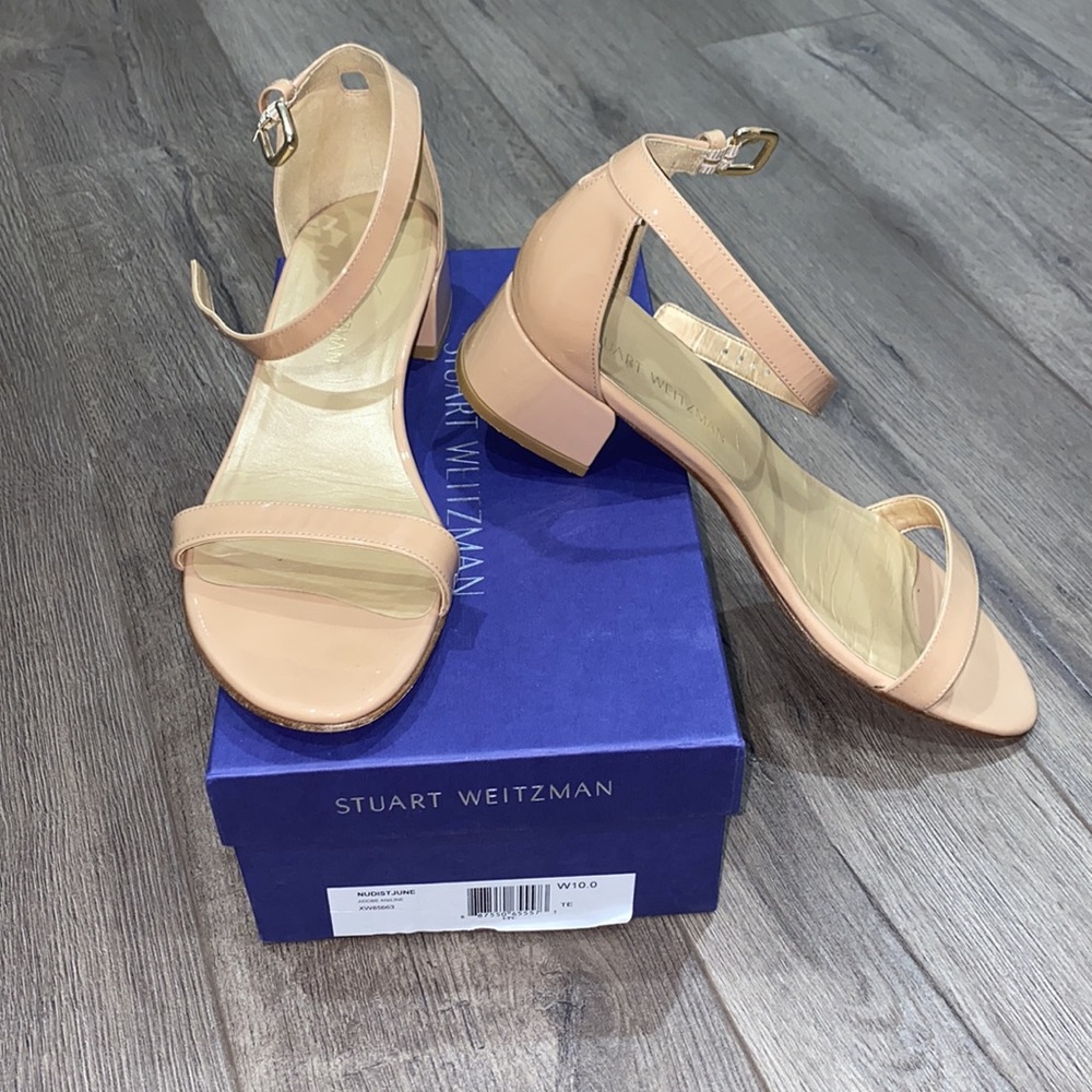 Stuart Weitzman Nudistjune Patent Sandals 10W